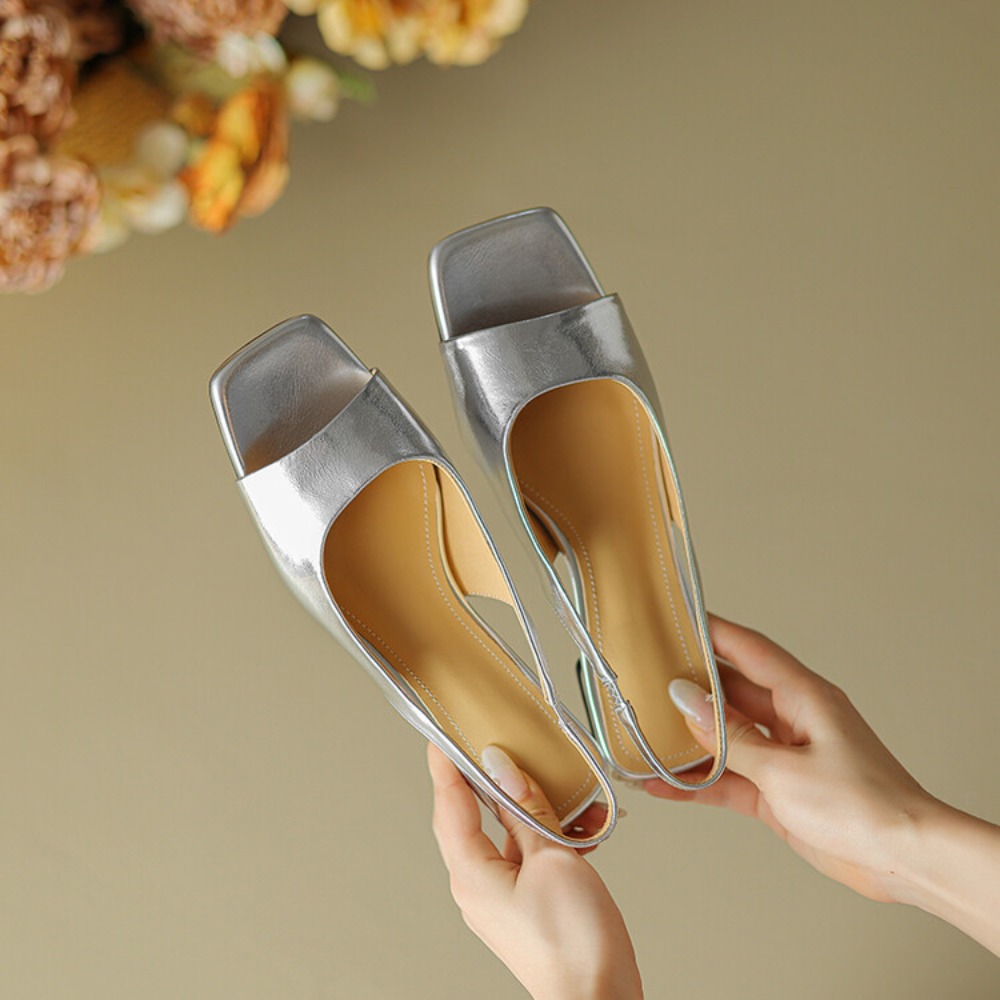 Mule Slip On - Mules confortables à talon chaton métallique