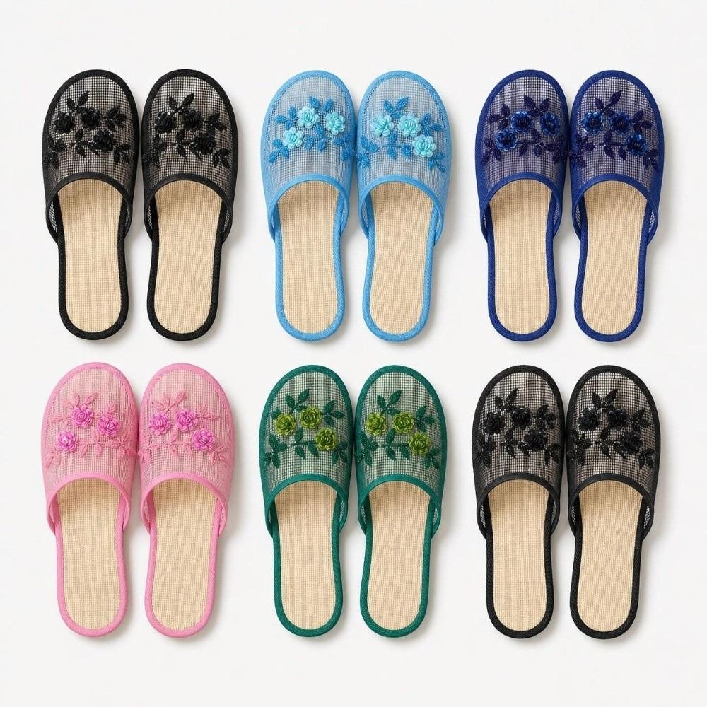 Mule Slip On - Sandales décontractées en maille brodée de